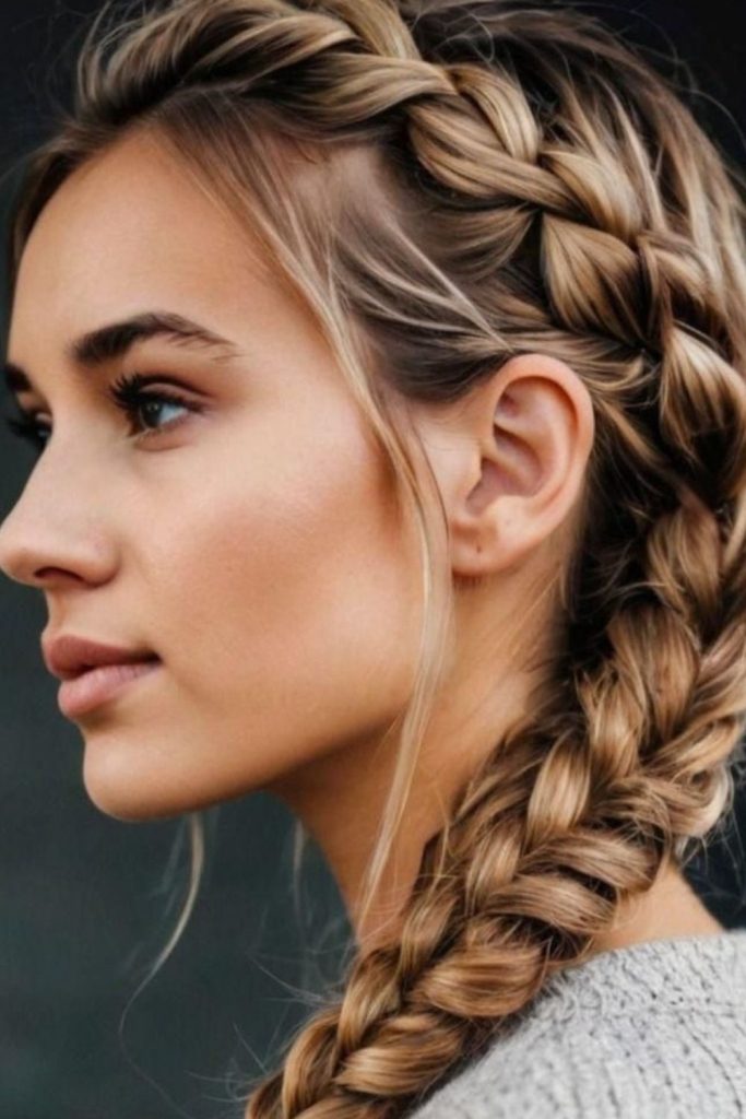 Starlit drift glowing messy french plait