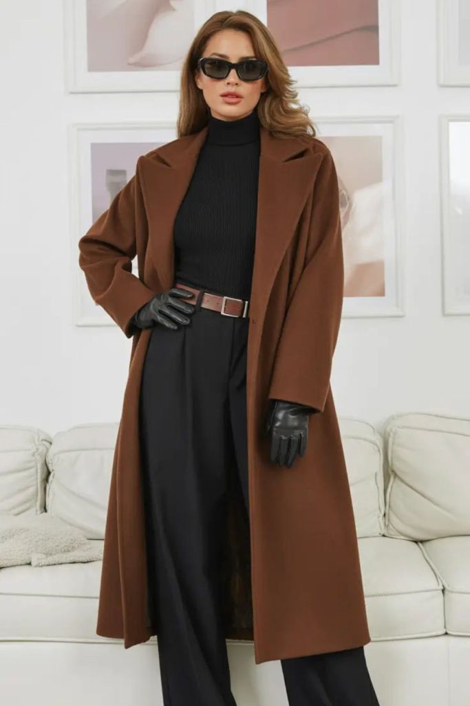 Starlit espresso dark brown chic outfit.