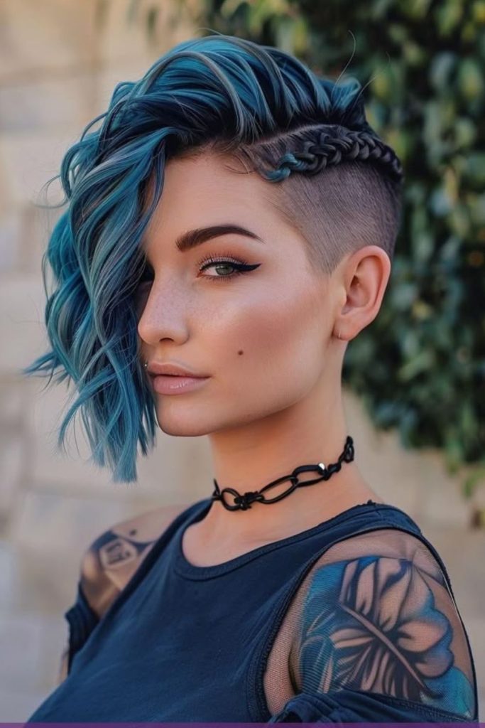 Textured crop with thunder braid pattern