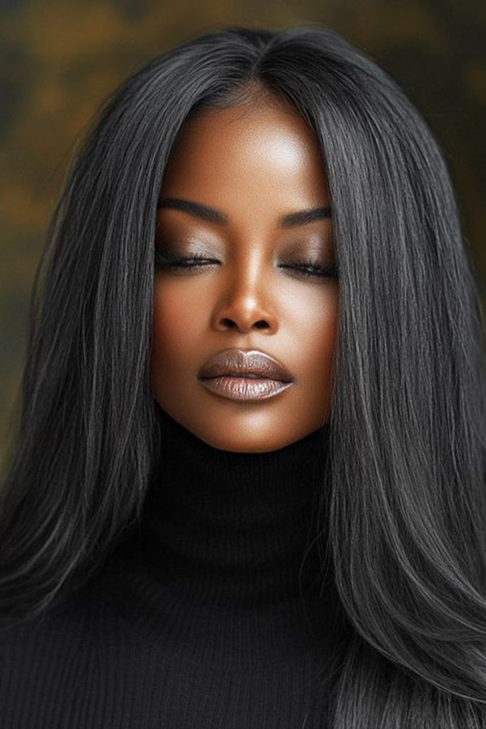 Ashy cool straight hairstyle elegant vibe.