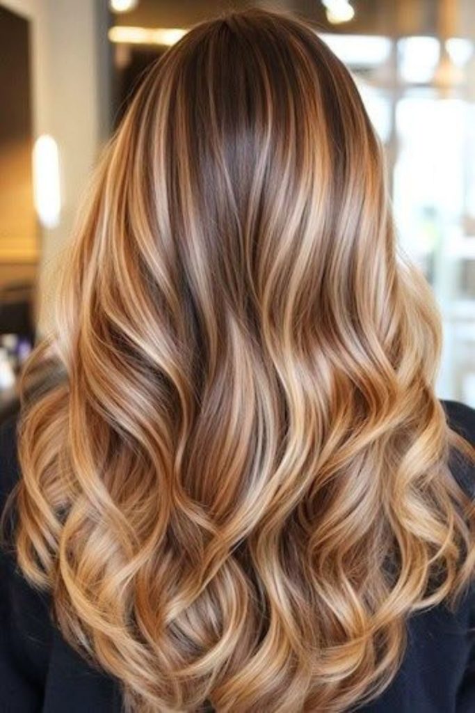 Sunlit blonde with caramel lowlight glow