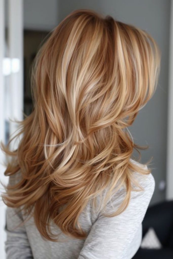 Sunset blonde with caramel brown luster