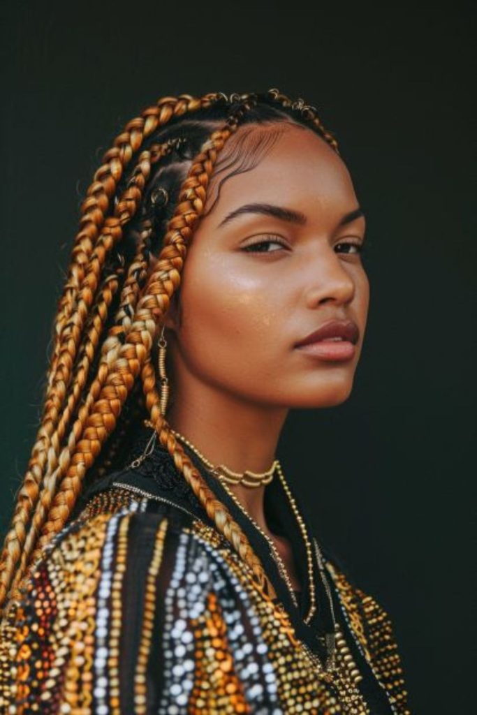 Fiery orange bold braided style.