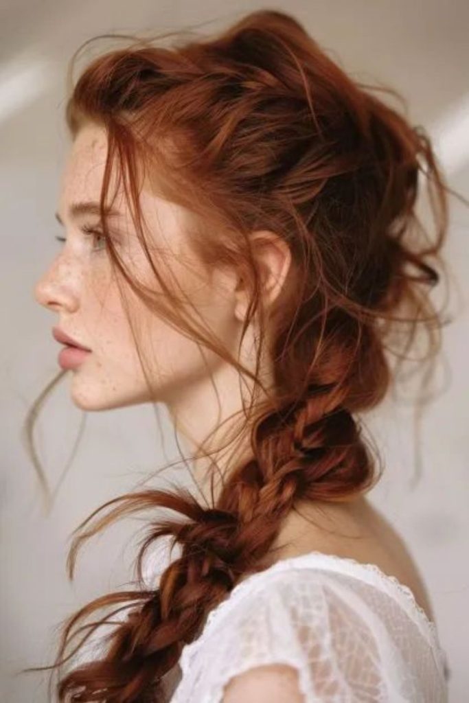 Messy sunset french braid with waves