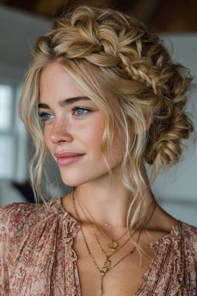 Tangled halo crown style french braid