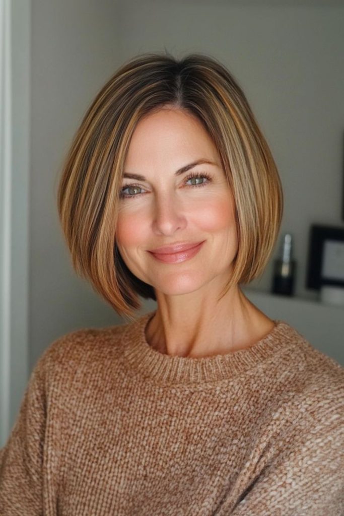 Straight blunt bob with sharp edges