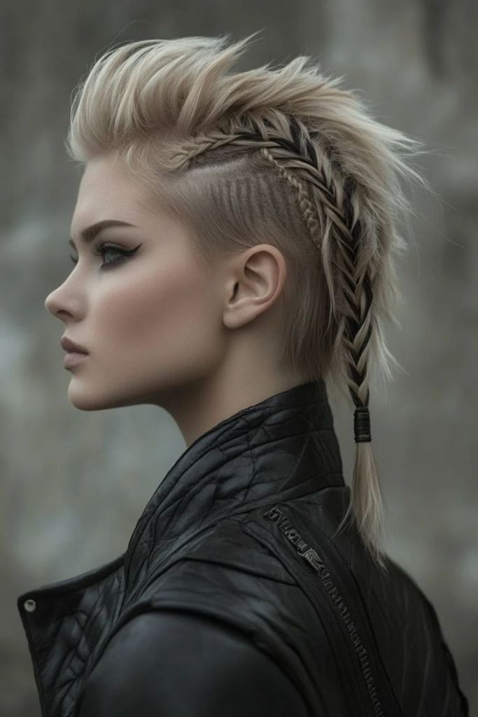 Braided mohawk with metallic rings