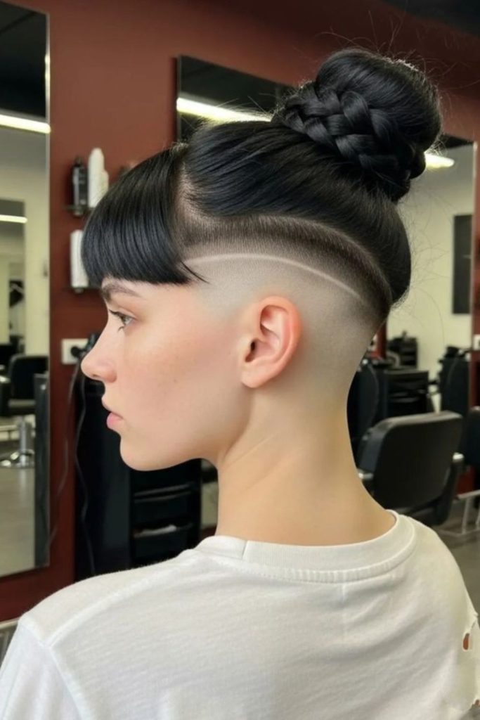 Fringe Viking braided knot hairstyle