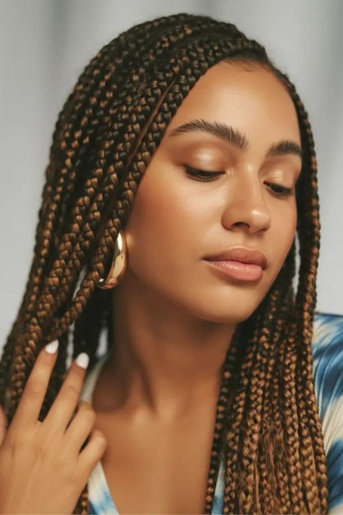 Soft mocha velvet textured braids.