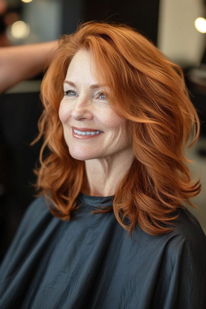 Smooth shoulder-length layered hair style