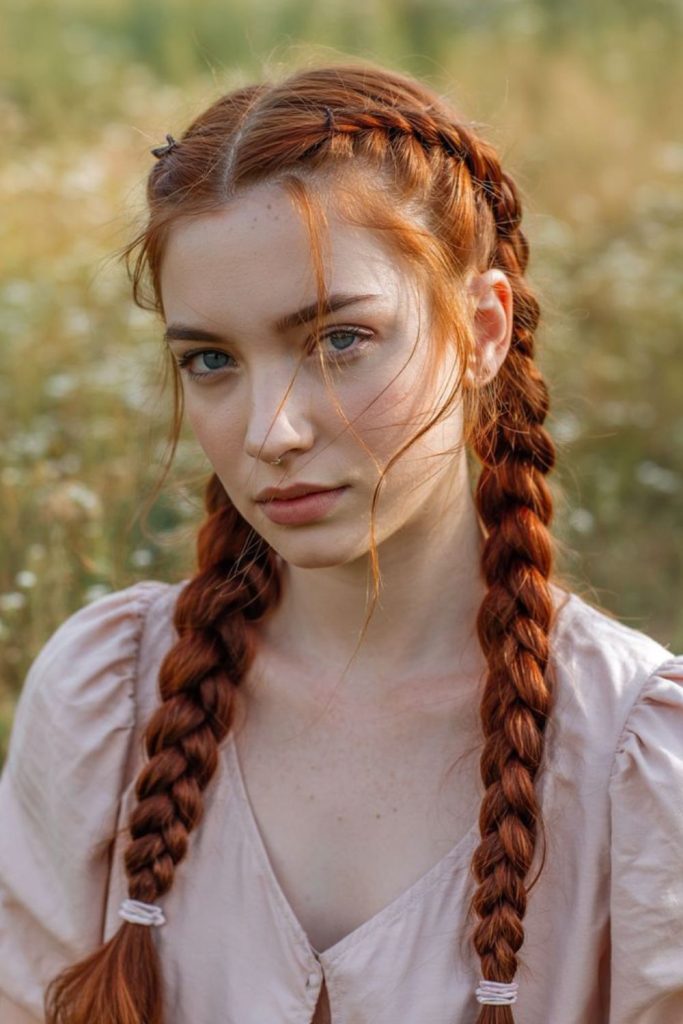 Wild ember double french messy braids