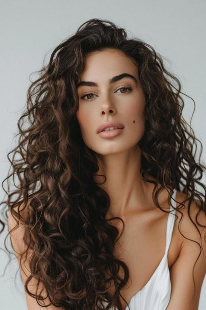 Voluminous curls with natural bounce.