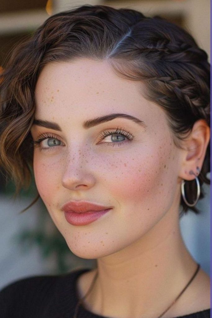 Knot fringe braid for short hair.