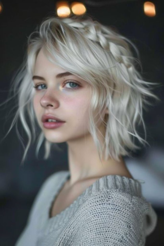 Twisted layered curls with silver hues