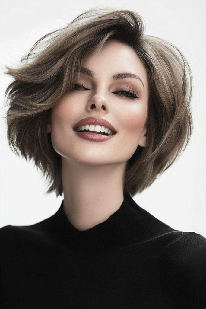 Soft airy bob floating delicately.