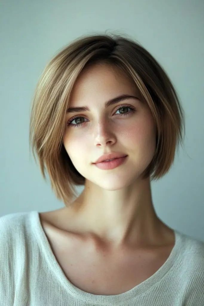 Chin-length bob with light feathering