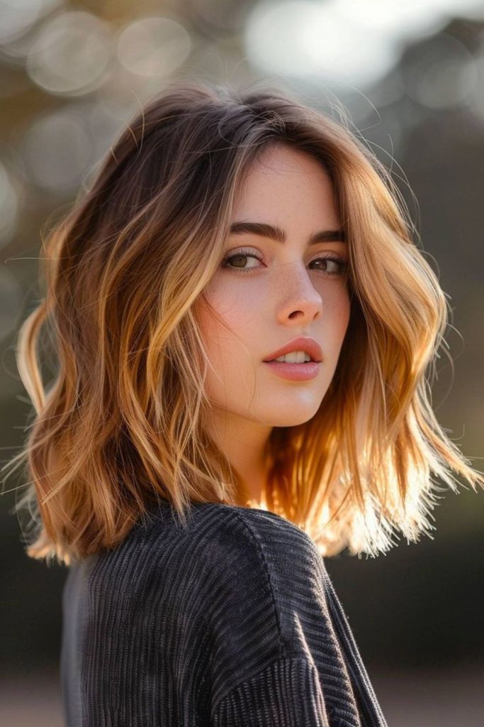 Warm golden lob with gentle flickers