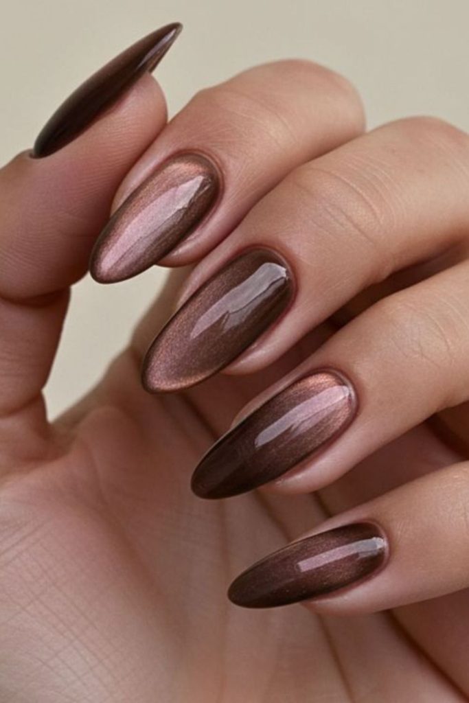 Amber mudstone hazy brown nail finish