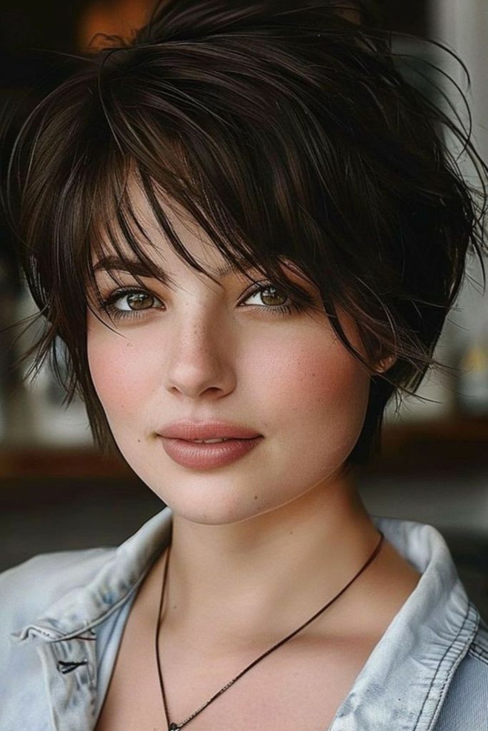 Asym fringe flick with angled sweep