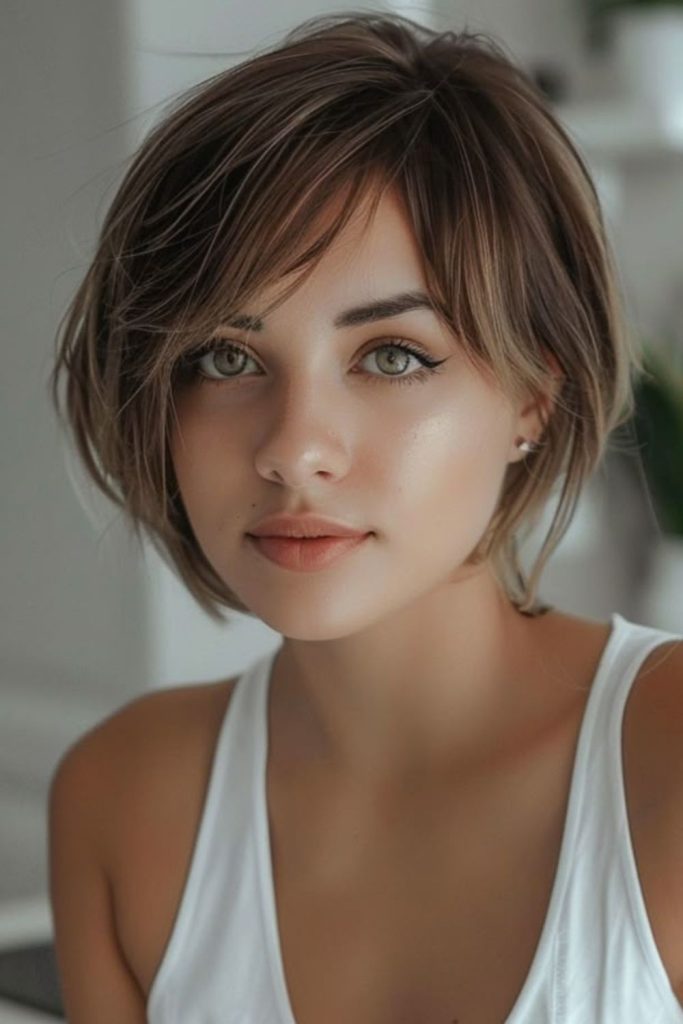 Bold asymmetrical side-chopped thin hairstyle