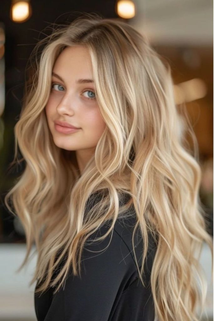 Honey tones beneath icy blonde layers