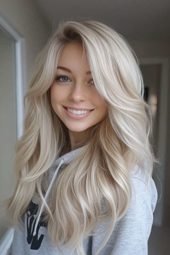 Vanilla strands cascading with icy shimmer