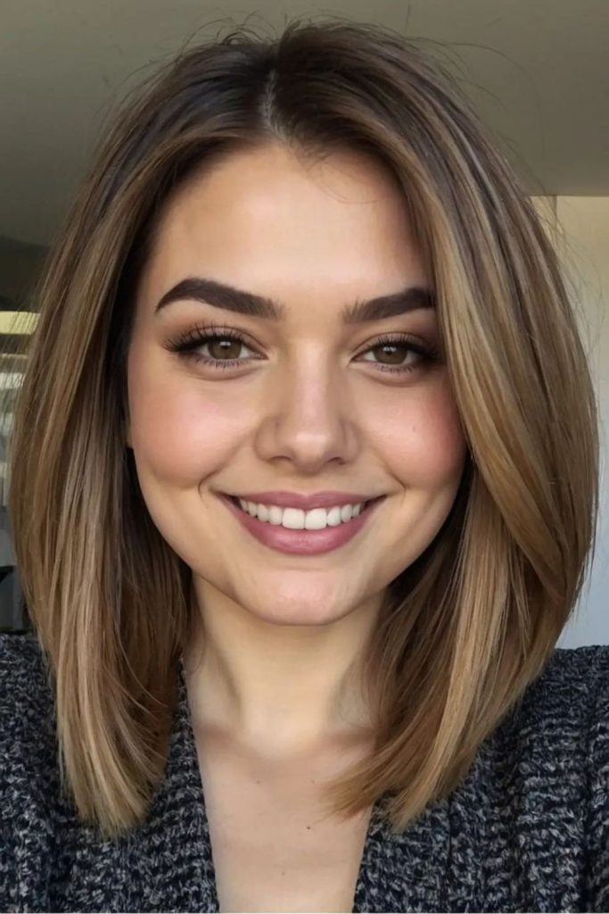 Sleek blunt lob with subtle elegance