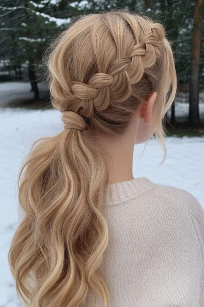 Low pony braid neat winter look