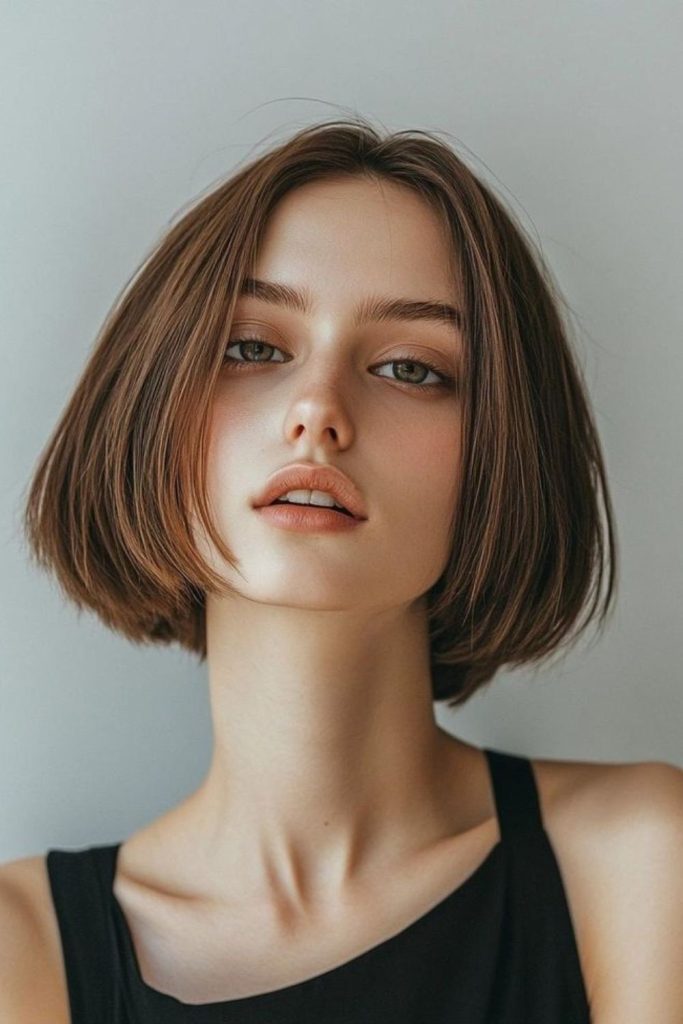 Scoop bob offering gentle fullness