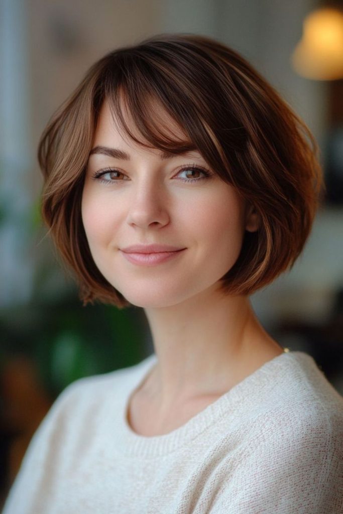Rounded page bob for thin hair.