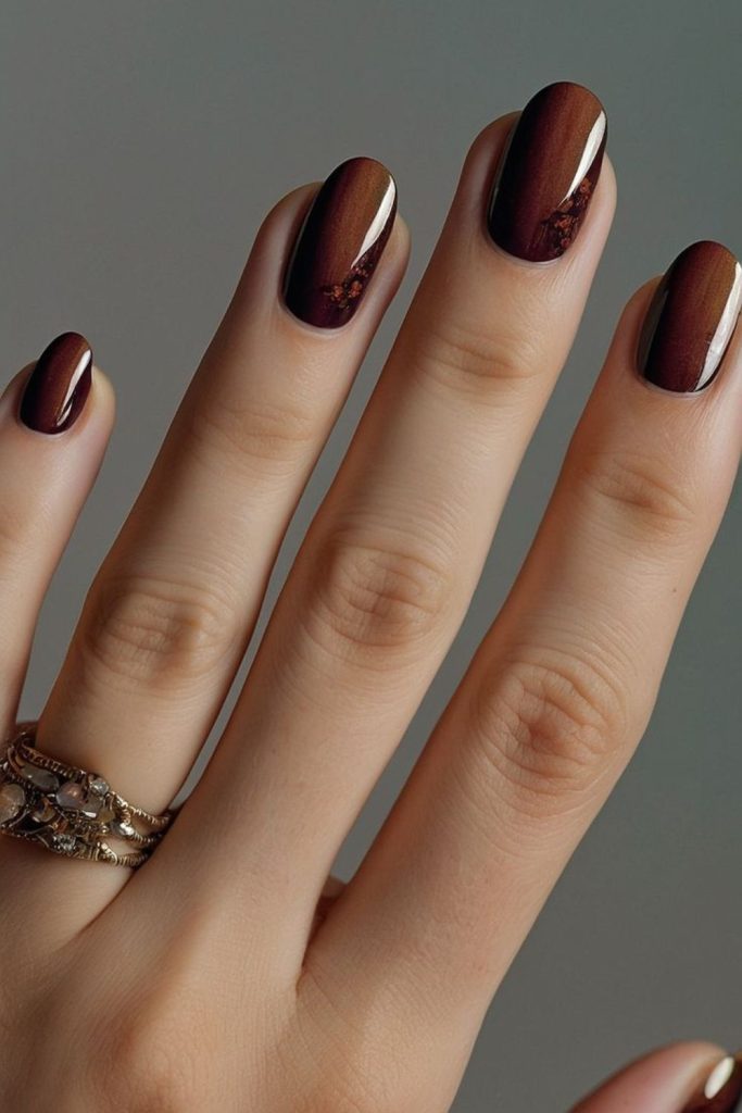 Bronze bark ripple textured brown nails