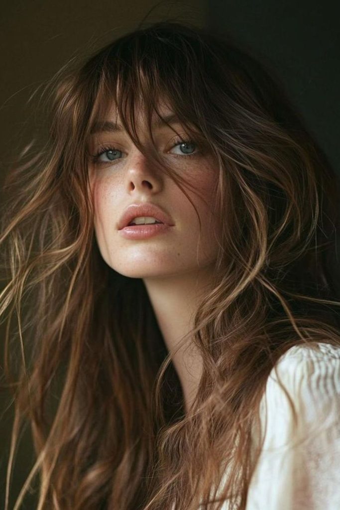 Golden brown soft flowing bangs