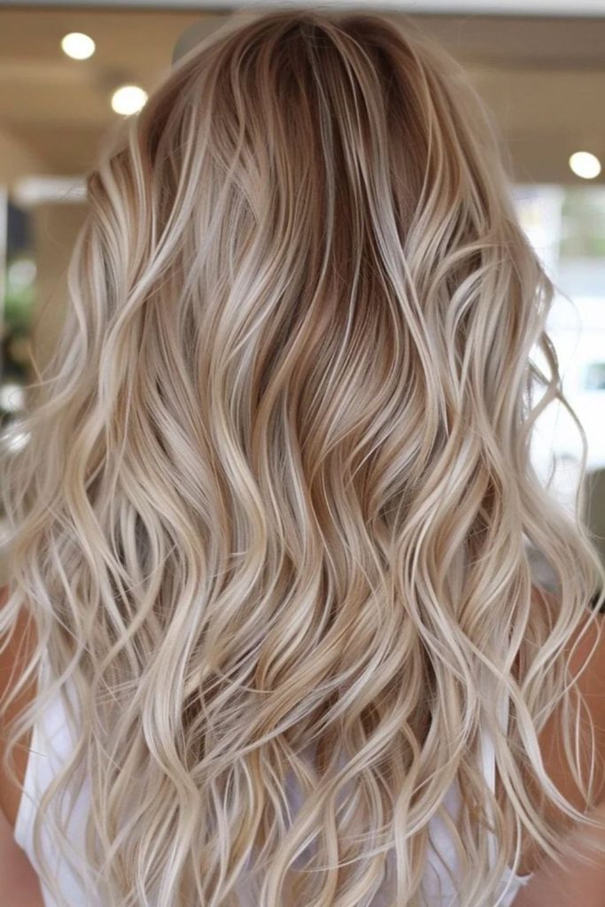 Champagne blonde with sparkling frozen tips