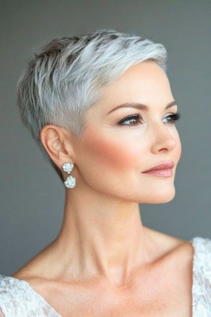 Classic tapered neat pixie style.