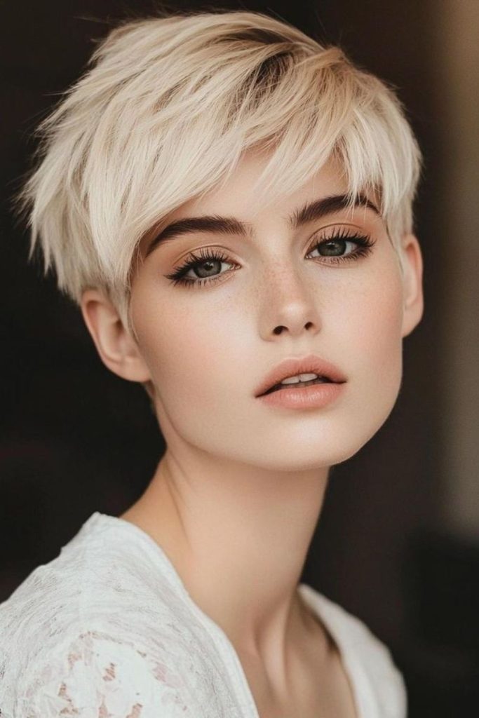 Soft voluminous pixie with airy lift.