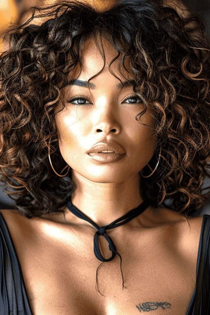 Voluminous curly afro with movement