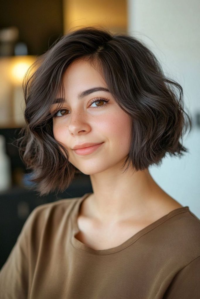 Cloud-soft bob shaping face length.
