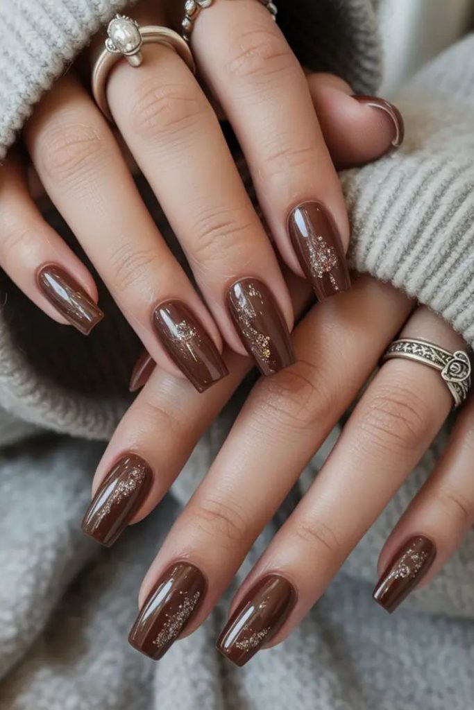 Coffee ember deep warm brown nails