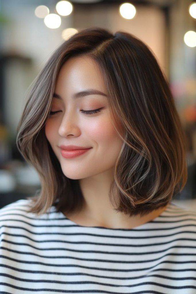 Shimmering bob with fractured glass highlights