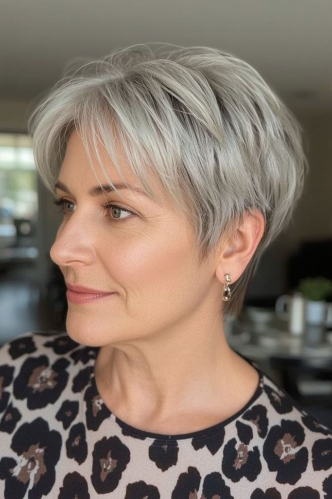 Short layered crop with glossy shine