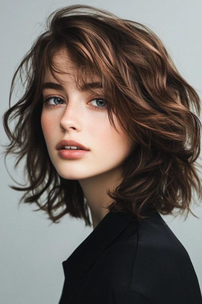 Wavy bob giving fuller illusion.