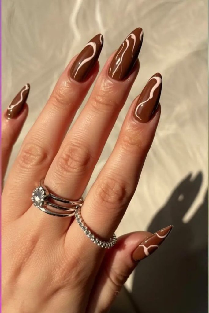 Dark truffle rich glossy brown nails