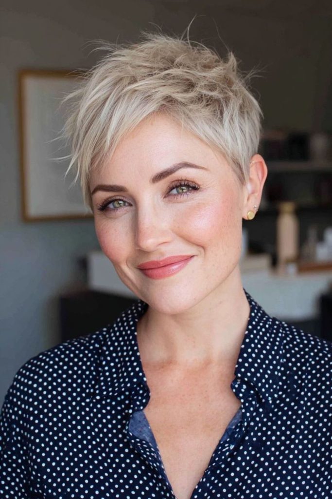 Crisp short pixie with soft edges