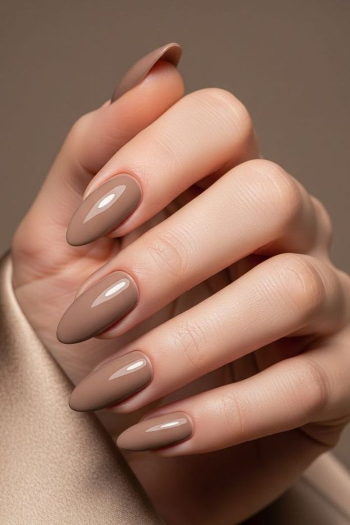 Dusted oak plush soft brown nails
