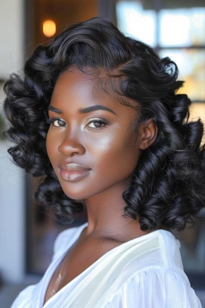 Dark wavy curls with airy bounce