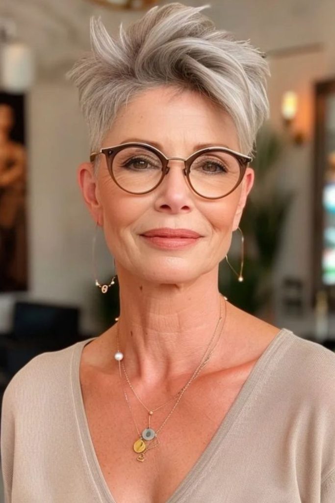 Elegant tapered classic pixie.