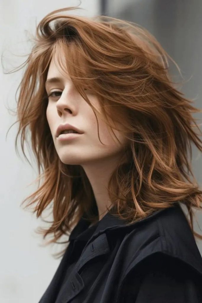 Ember-toned sculpted textured wave bob