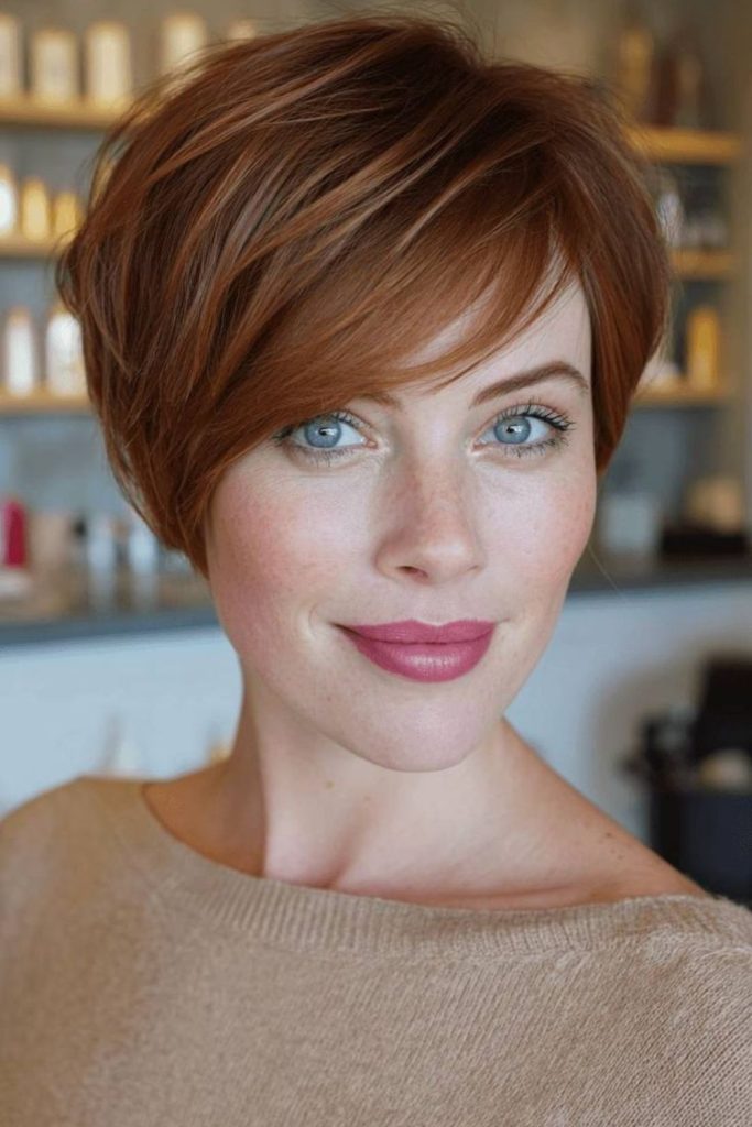 Forward swept short hair with energy