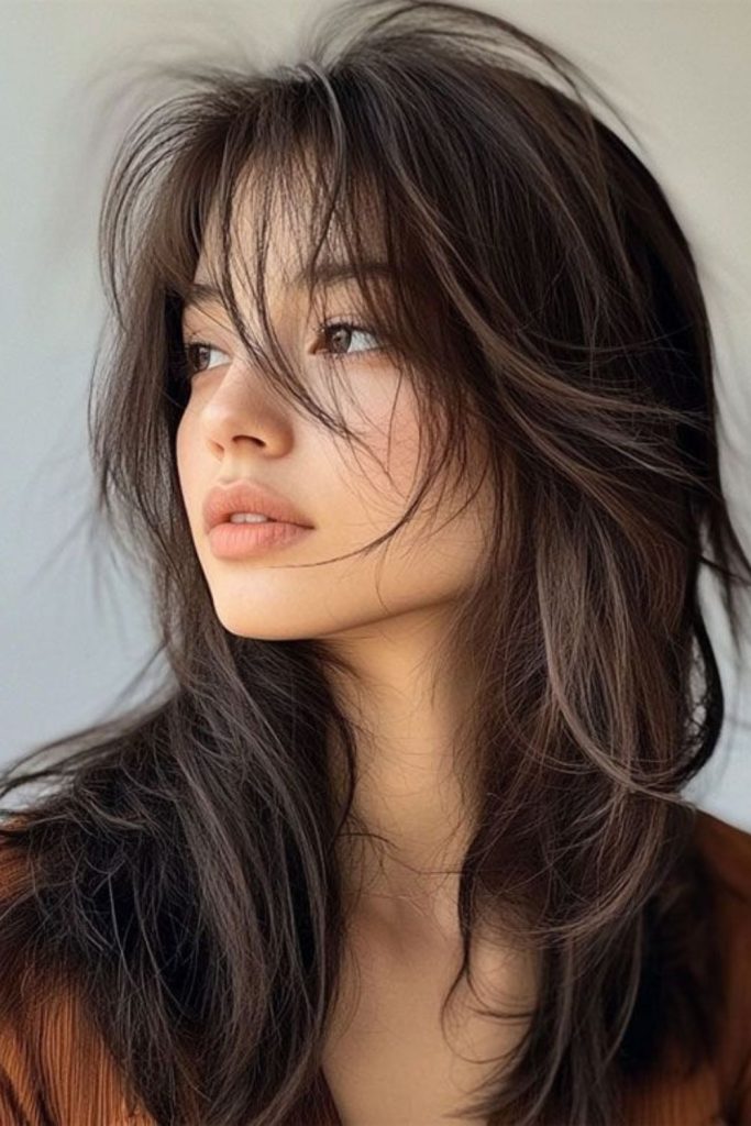 Layered feathered shag with airy volume