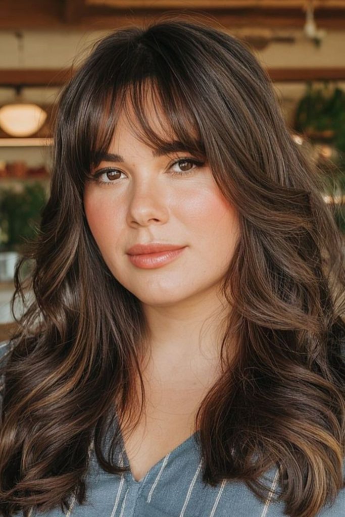 Spiral fringe creates dynamic face framing